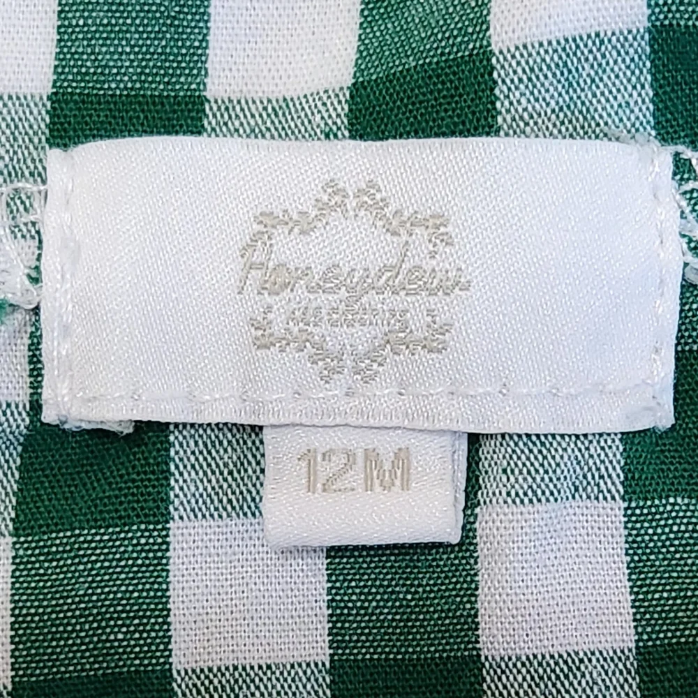 Honeydew Green Checkered 12m Pajamas with Reindeer Patch